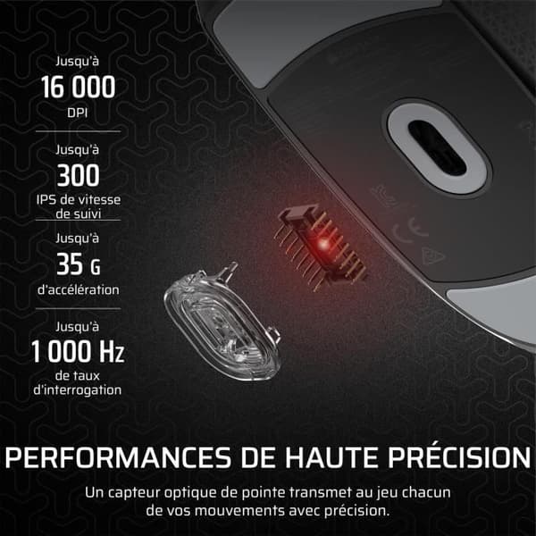 Wired Gaming Mus - CORSAIR - M55 Wired - Svart, Symmetrisk