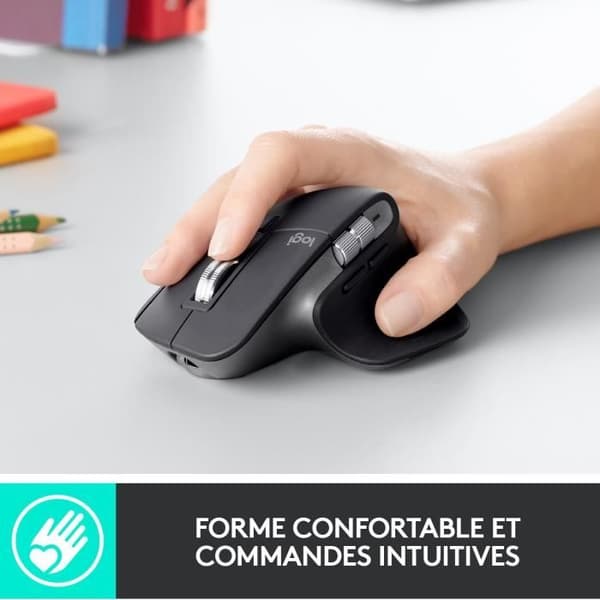 Trådlös mus - Logitech - MX Master 3 - Bluetooth/Radio Frequency - USB - 7 knappar - Medium Grey