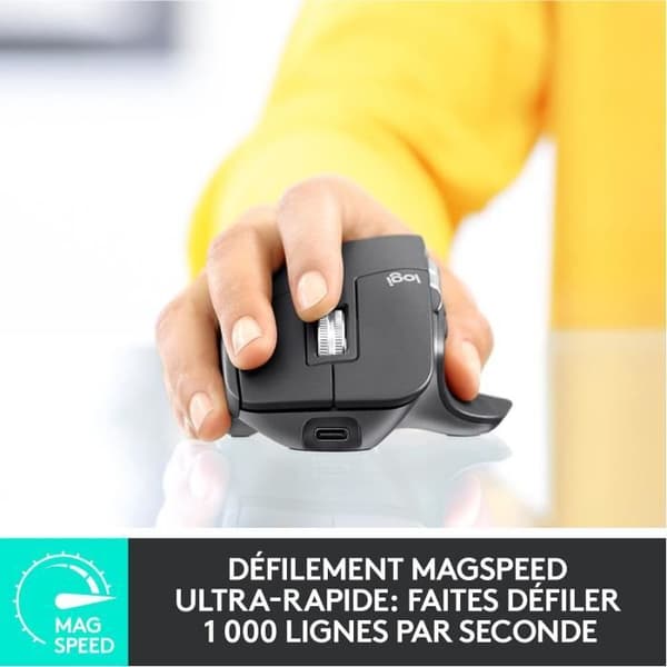 Trådlös mus - Logitech - MX Master 3 - Bluetooth/Radio Frequency - USB - 7 knappar - Medium Grey