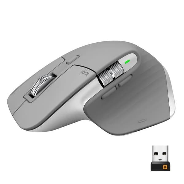 Trådlös mus - Logitech - MX Master 3 - Bluetooth/Radio Frequency - USB - 7 knappar - Medium Grey