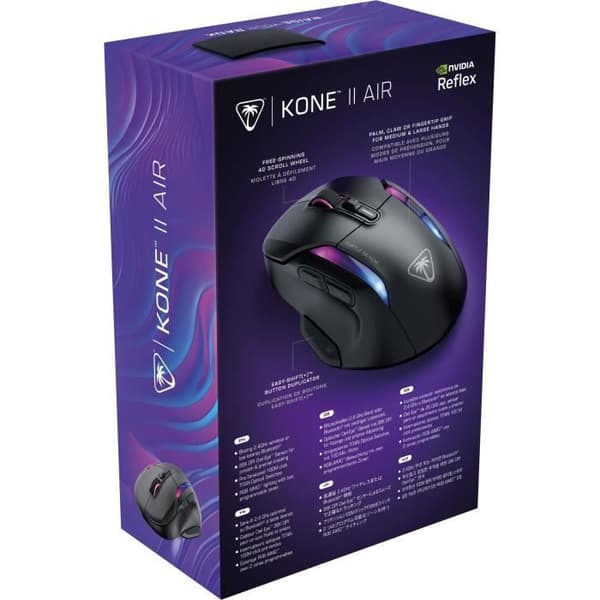 Trådlös spelmus - Turtle Beach Kone™ II Air - Ergonomisk - Svart, Bluetooth, 26 000 DPI, 4D-hjul