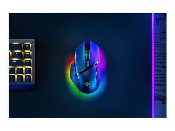Razer Basilisk V3 pro 35K - Mus - ergonomisk - högerhänt - optisk - 11 knappar - trådlös, kabelansluten - Bluetooth, USB-C, 2.4 GHz - trådlös USB-mot Svart