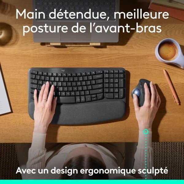 Ergonomisk mus - trådlös - Logitech - ERGO M575S - Grafit
