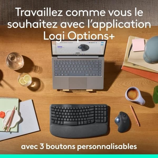 Ergonomisk mus - trådlös - Logitech - ERGO M575S - Grafit