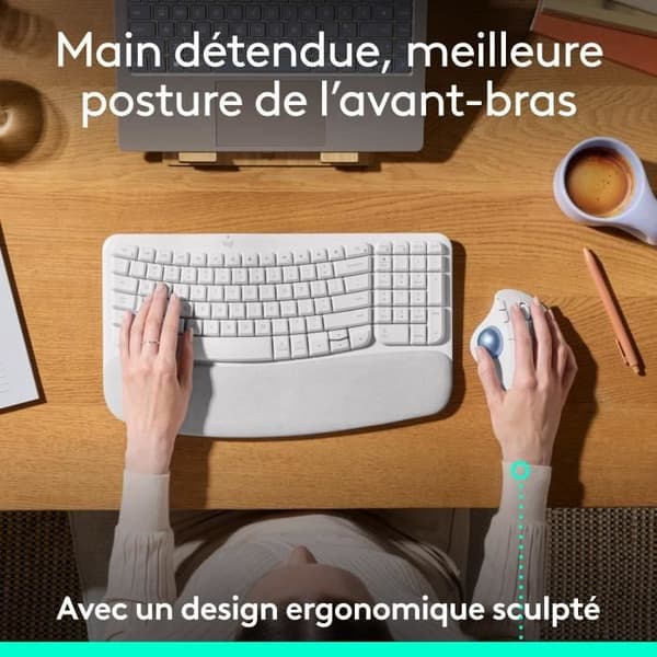Ergonomisk mus - trådlös - Logitech - ERGO M575S - Vit