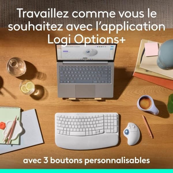 Ergonomisk mus - trådlös - Logitech - ERGO M575S - Vit