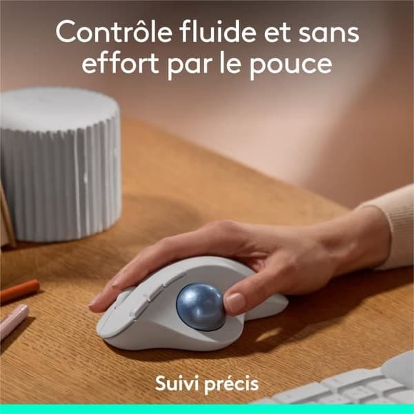 Ergonomisk mus - trådlös - Logitech - ERGO M575S - Vit
