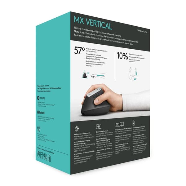 Trådlös Mus Logitech MX Vertical Grafit
