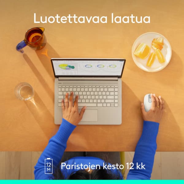 Logitech M196 Bluetooth -hiiri, luonnonvalkoinen
