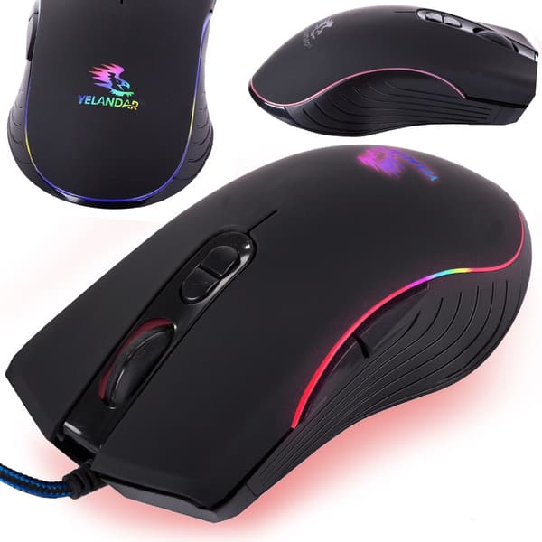 Trådad Optisk Datormus - YELANDAR 7D Gaming Mus - RGB