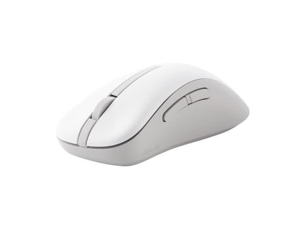 ASUS MD102 - Mus - ergonomisk - optisk - 5 knappar - trådlös - Bluetooth, 2.4 GHz - trådlös USB-mottagare - vit