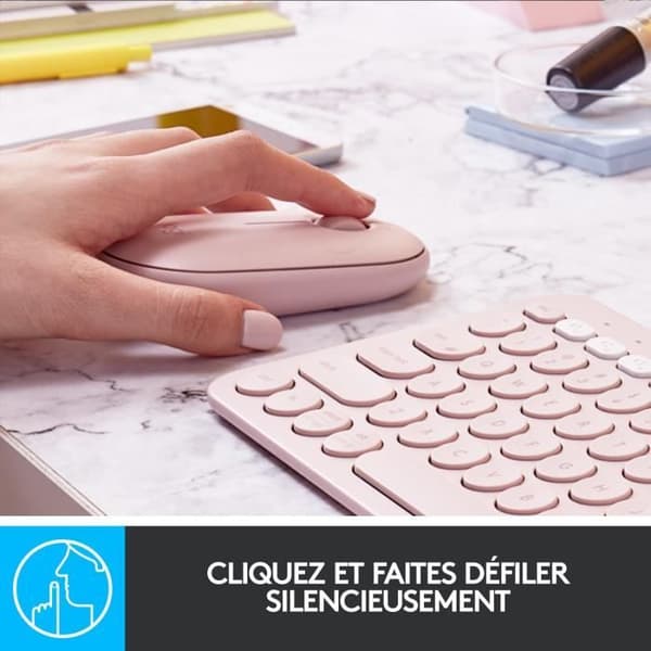 Trådlös mus - Logitech - M350 Pebble - Tyst Bluetooth - Rosa