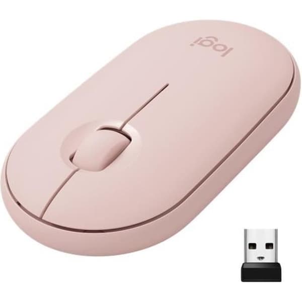 Trådlös mus - Logitech - M350 Pebble - Tyst Bluetooth - Rosa