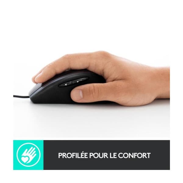 Trådad mus - Logitech - M500s - Ultra-snabb rullning - 7 anpassningsbara knappar - Grå