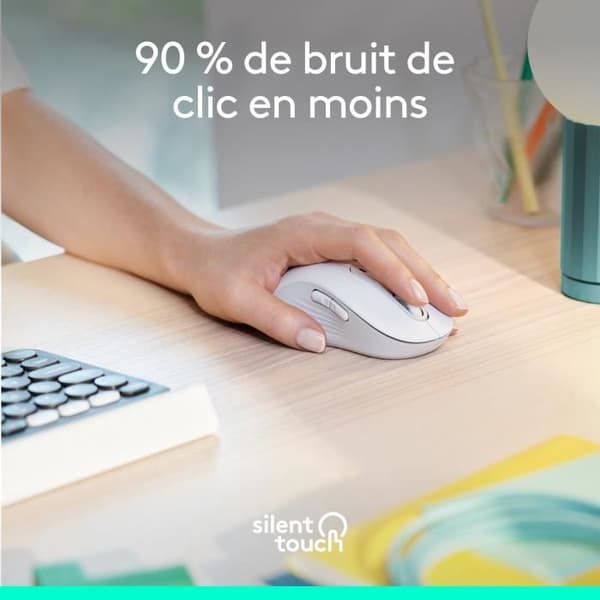 Mus - Trådlös - Logitech - M650 L - Vänsterhänt - Vit
