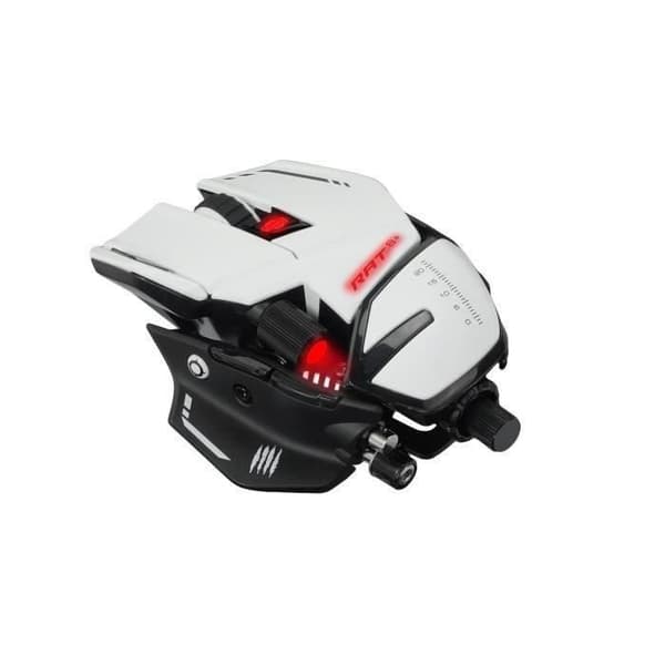 Madcatz RAT 8+ Vit - Anpassningsbar trådad spelmus - 11 knappar - RGB LED - 16000 DPI - Pixart PMW3389