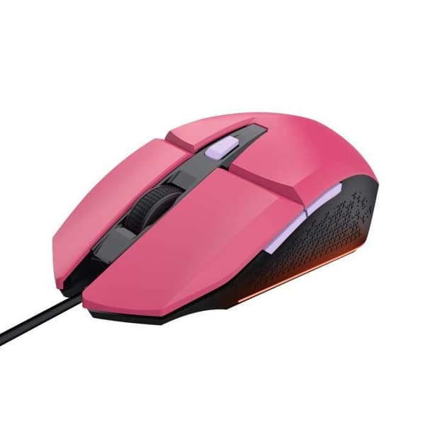 Trust Gaming GXT 109P Felox trådbunden spelmus - 6 programmerbara knappar, 200-6400 DPI, LED-belysning, 150 cm USB-kabel - Rosa