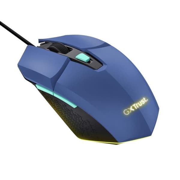 Trust Gaming GXT 109B Felox trådbunden spelmus - 6 programmerbara knappar, 200-6400 DPI, LED-belysning, 150 cm USB-kabel - blå