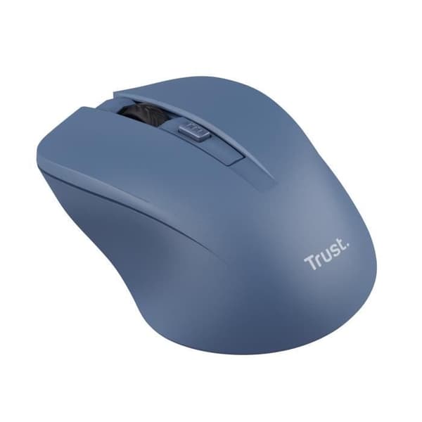 Trust Mydo Silent Wireless Mouse, 82 % återvunnen plast, 2,4 GHz, 1000-1800 DPI, för höger- och vänsterhänta användare - blå