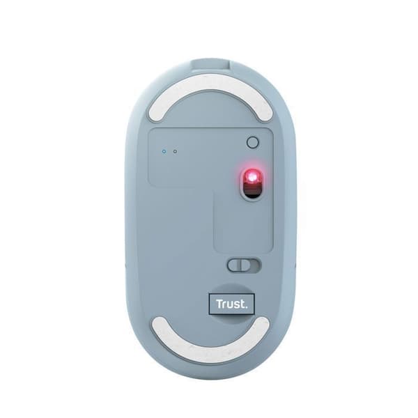 Trust Puck Uppladdningsbar trådlös mus, Bluetooth eller 2,4 GHz Mini USB-mottagare, Ergonomisk PPP Button Silent Flat Mouse