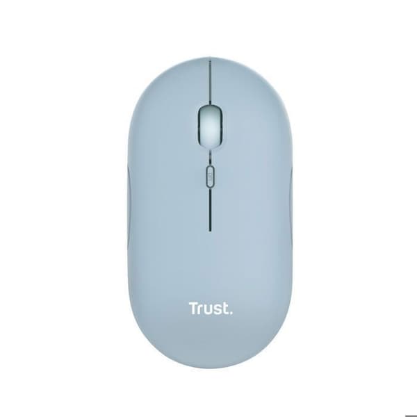 Trust Puck Uppladdningsbar trådlös mus, Bluetooth eller 2,4 GHz Mini USB-mottagare, Ergonomisk PPP Button Silent Flat Mouse