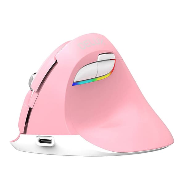Trådlös vertikal mus Delux M618Mini DB BT+2.4G 2400DPI (rosa)