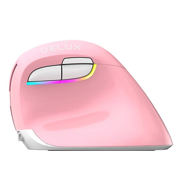 Trådlös vertikal mus Delux M618Mini DB BT+2.4G 2400DPI (rosa)