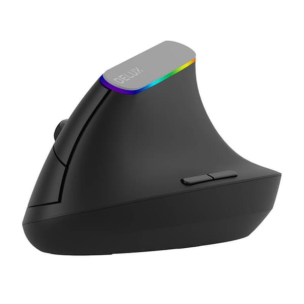Trådløs vertikal mus Delux M618C 2.4G 1600DPI RGB (svart)
