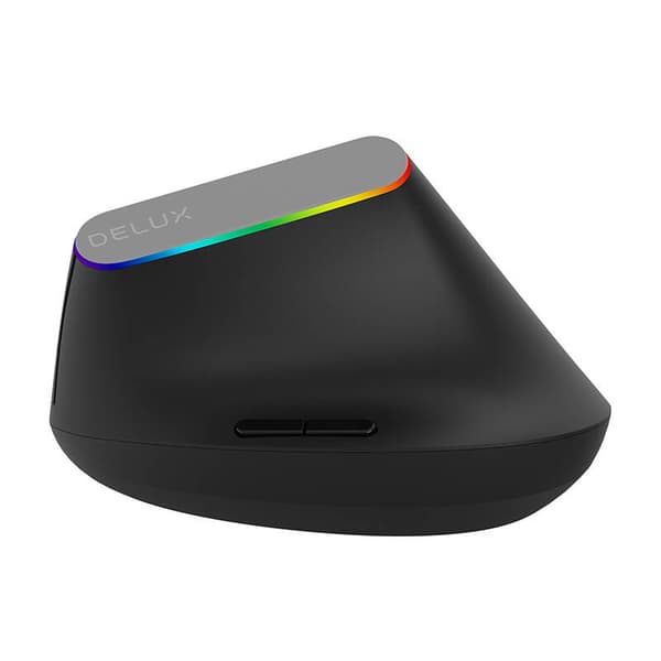 Trådløs vertikal mus Delux M618C 2.4G 1600DPI RGB (svart)