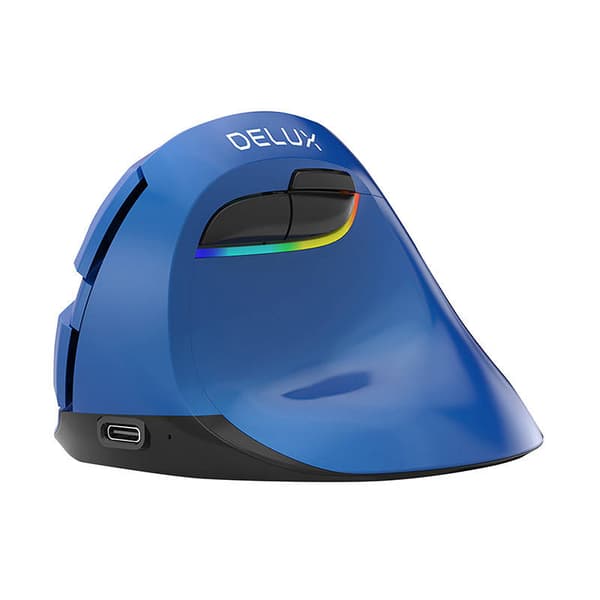 Trådløs vertikal mus Delux M618Mini BT4.0 + 2,4Ghz 4000DPI RGB (blå)