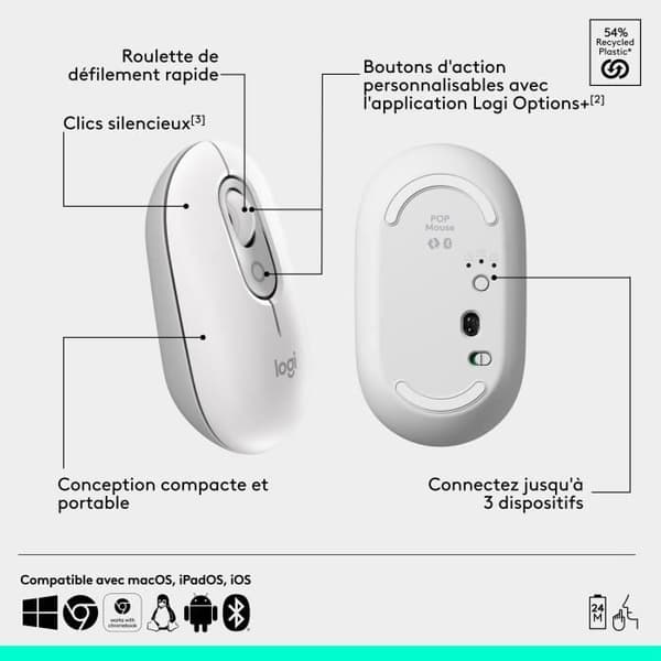 Mus - Trådlös - Logitech - Pop Mouse - Off-white