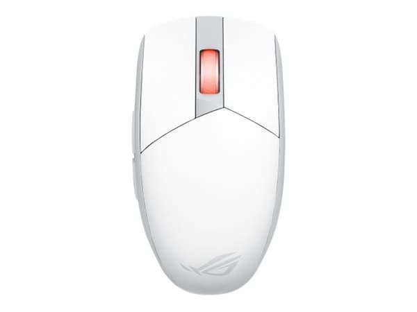 ASUS ROG Strix Impact III Wireless - Mus - høyre- og venstrehåndet - optisk - trådløs - Bluetooth 5.1, 2.4 GHz - USB ROG Omni trådløs mottaker - måne Hvit