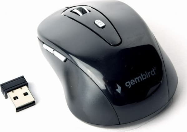 Gembird MUSW-6B-01, högerhand, Optisk, RF Trådlös, 1600 DPI, Svart, Grå