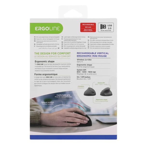 Optisk Mus Ergonomisk T'NB Ergo Line Svart 1600 dpi