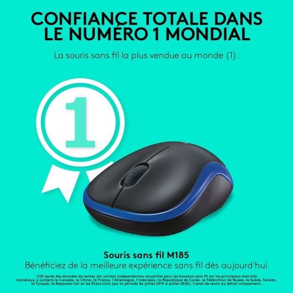 Trådlös mus - Logitech - M185 - Optisk - Blå