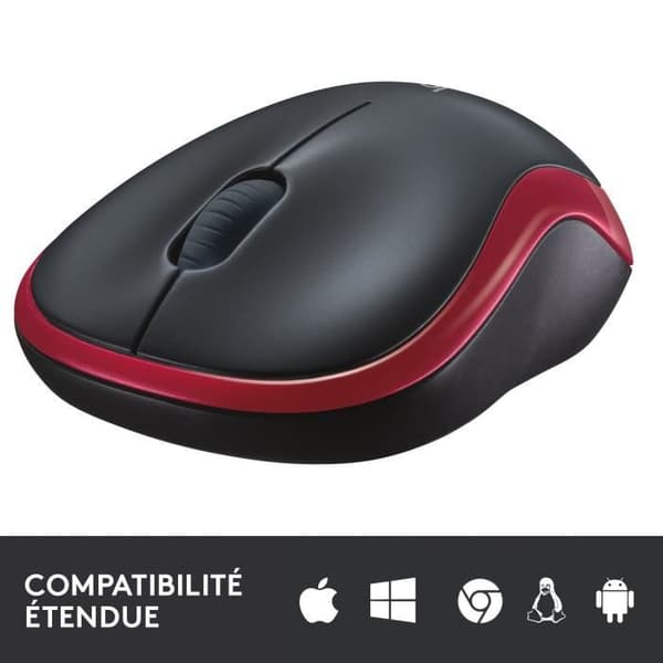 Trådlös mus - Logitech - M185 - Optisk - Röd
