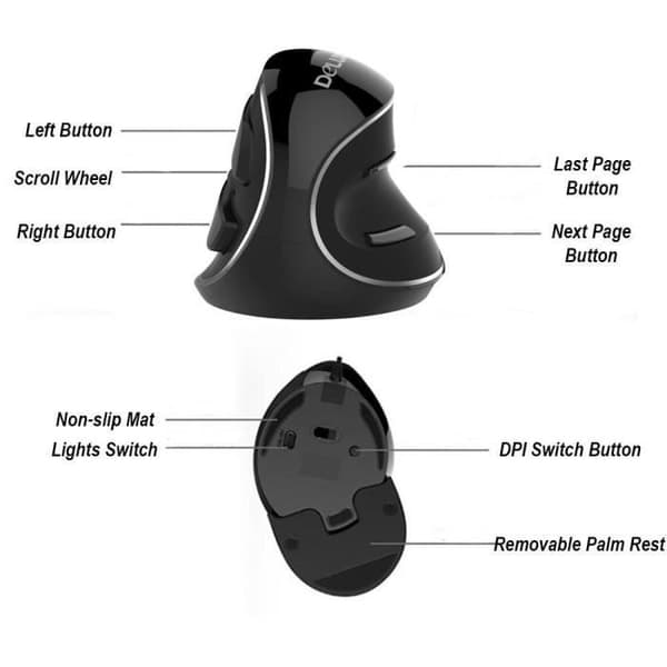 Trådlös vertikal ergonomisk trådlös mus Vertikal ergonomisk lasermus med ny förpackning