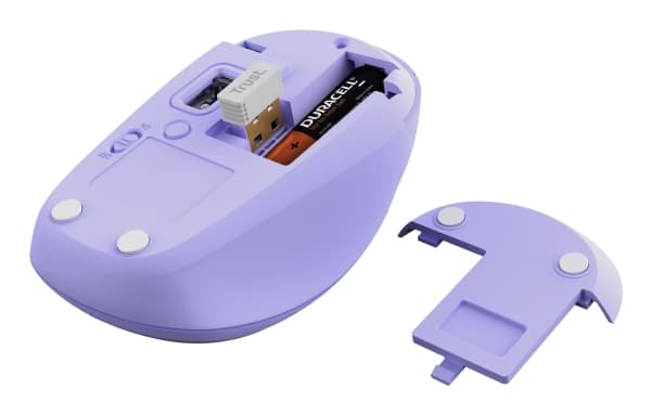 Trust Yvi+, Ambidextrous, Optinen, RF langaton + Bluetooth, 1600 dpi, Violetti