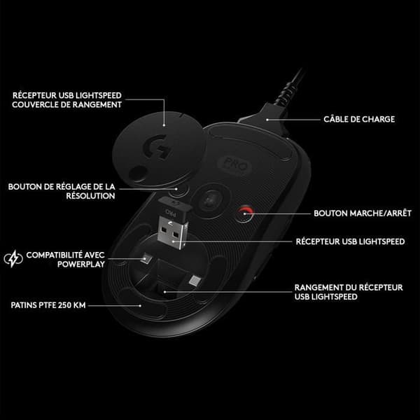 Gamingmus - Trådlös - LOGITECH G - Pro - Svart