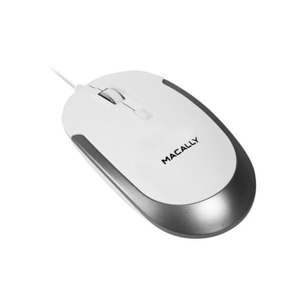 Macally Dynamouse Vit trådbunden mus - ambidextrous - 1600 dpi optisk sensor