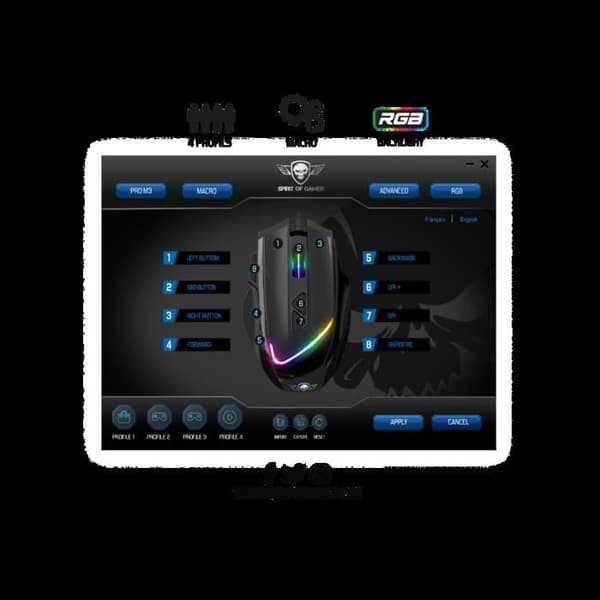 Spirit of gamer mus PRO-M3 RGB 7200dpi + musmatta
