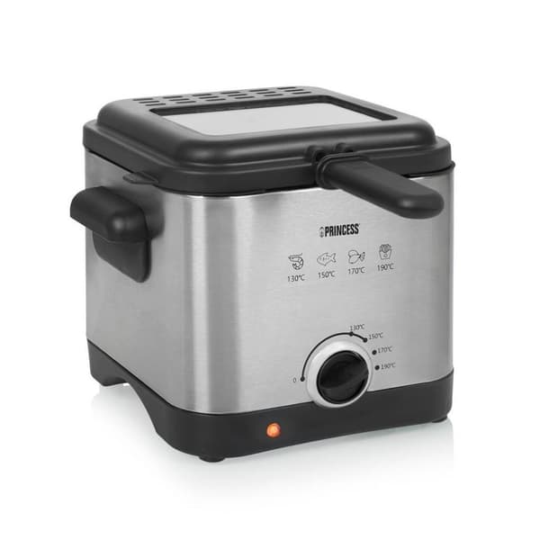 Princess 182612 Mini Fritös 1,5L 1000W Rostfritt stål/Svart Svart
