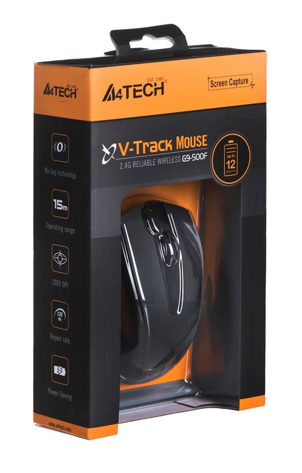 A4Tech G9-500F mus RF Trådlös V-Track 1000 DPI Högerhänt