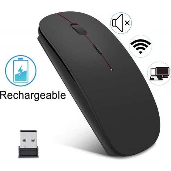 YOLISTAR Uppladdningsbar trådlös mus - 2,4G trådlös/ultratunn/optisk/tyst (800-1200-1600) DPI justerbar trådlös mus
