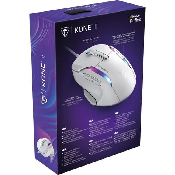 Trådbunden spelmus - Turtle Beach Kone™ II - Ultralätt - Vit, 26 000 DPI, 23 anpassningsbara funktioner