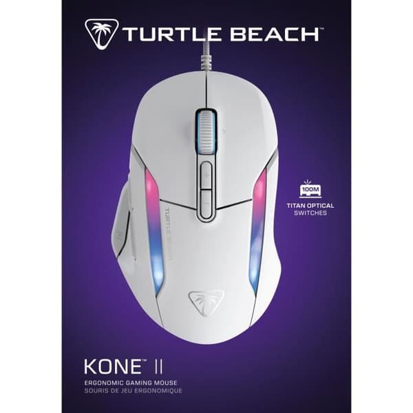 Trådbunden spelmus - Turtle Beach Kone™ II - Ultralätt - Vit, 26 000 DPI, 23 anpassningsbara funktioner