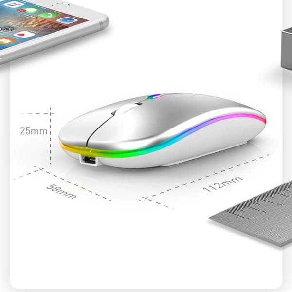 INF Trådløs mus - 2,4G + Bluetooth Dual Mode Luminous Space Silver