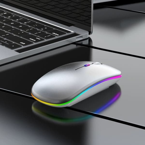 INF Trådløs mus - 2,4G + Bluetooth Dual Mode Luminous Space Silver