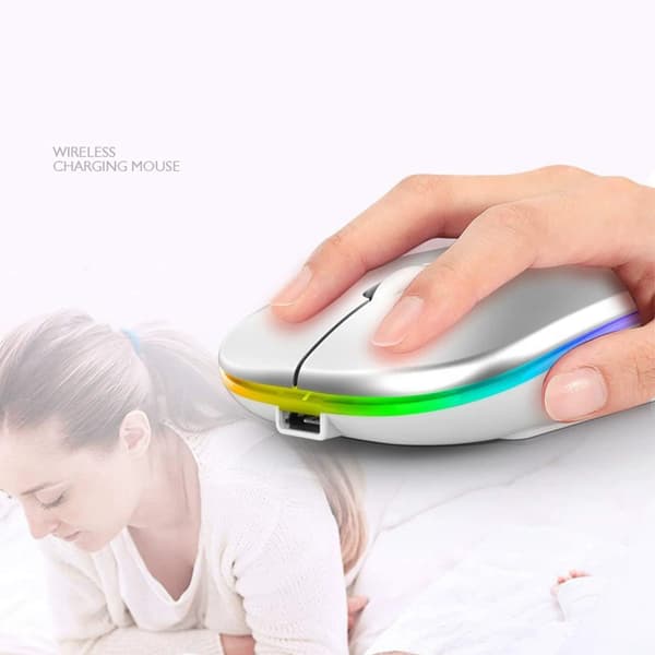 INF Trådløs mus - 2,4G + Bluetooth Dual Mode Luminous Space Silver