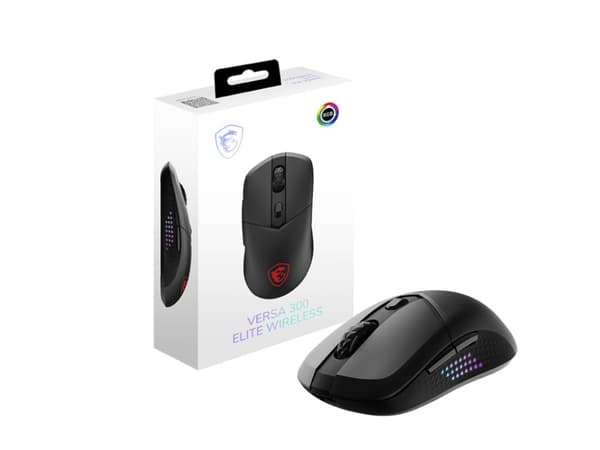 MSI VERSA 300 ELITE - Mus - ergonomisk - optisk - 6 knapper - trådløs, kablet - 2.4 GHz, Bluetooth 5.3, USB